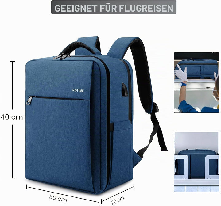 HOMIEE Handgepäck Rucksack Herren, Laptop Rucksack 15,6 Zoll Reiserucksack Travel Backpack Business