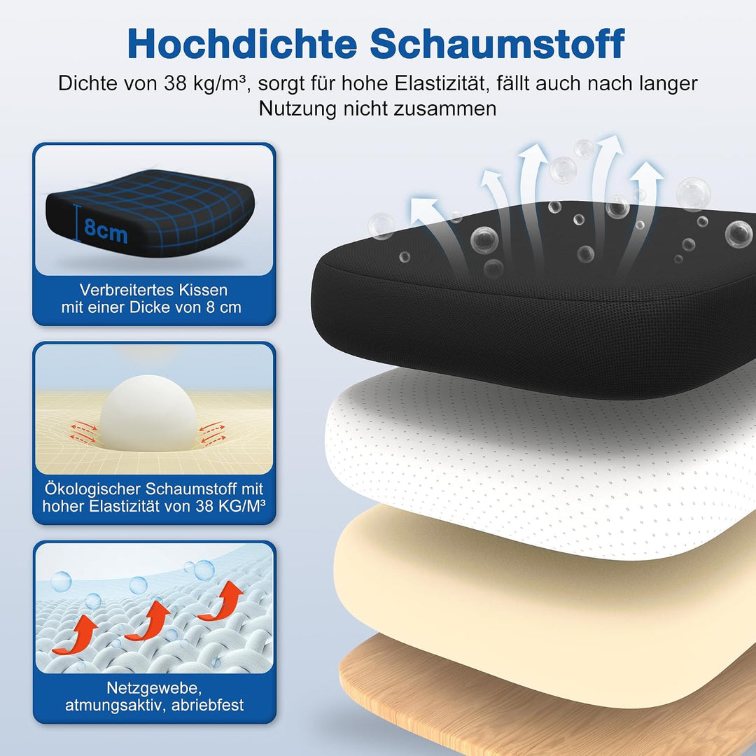 Bürostuhl,Bürostuhl Ergonomisch mit Verstellbarer Kopfstütze,Armlehnen und Lendenwirbelstütze, Schre