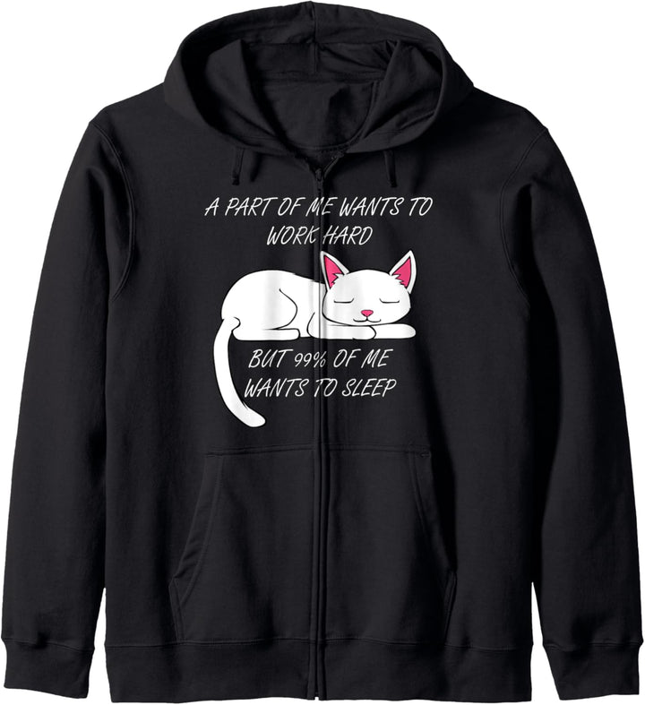 Witzige Faule Katze Arbeit Büro Spruch Kapuzenjacke