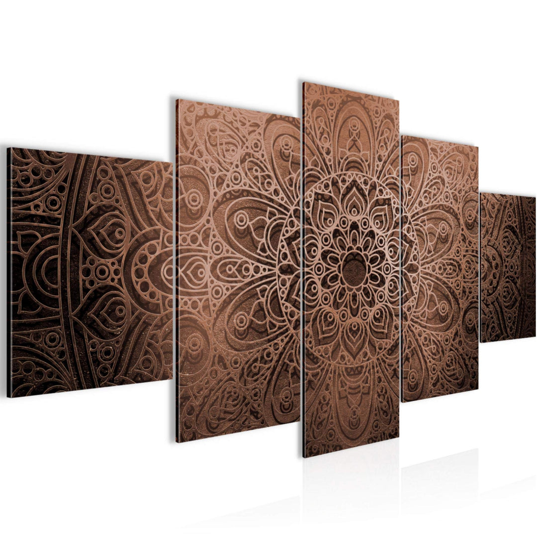 Runa Art - Bilder Mandala 200 x 100 cm 5 Teilig XXL Wanddekoration Design Beige Braun 101251c 200 x