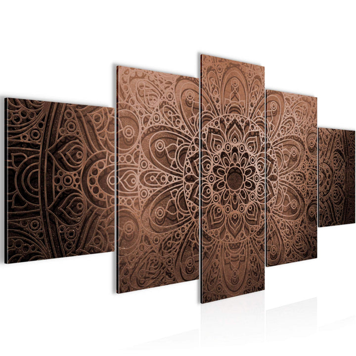 Runa Art - Bilder Mandala 200 x 100 cm 5 Teilig XXL Wanddekoration Design Beige Braun 101251c 200 x