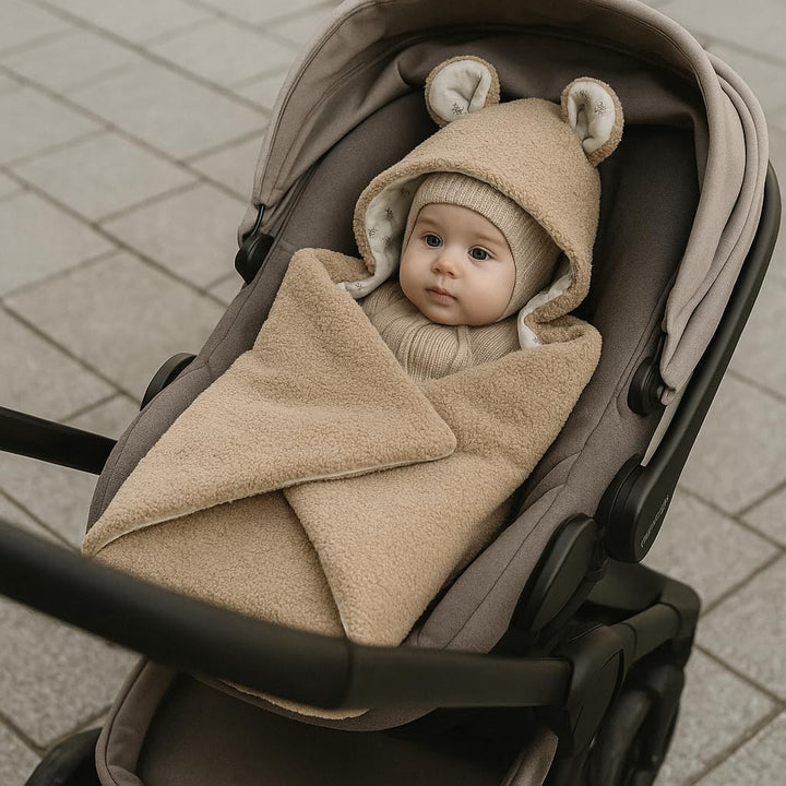 80x80 cm Einschlagdecke für Babyschale Boucle Autositz FRÜHLING ganzjährig wattiert Ganzjahresdecke,