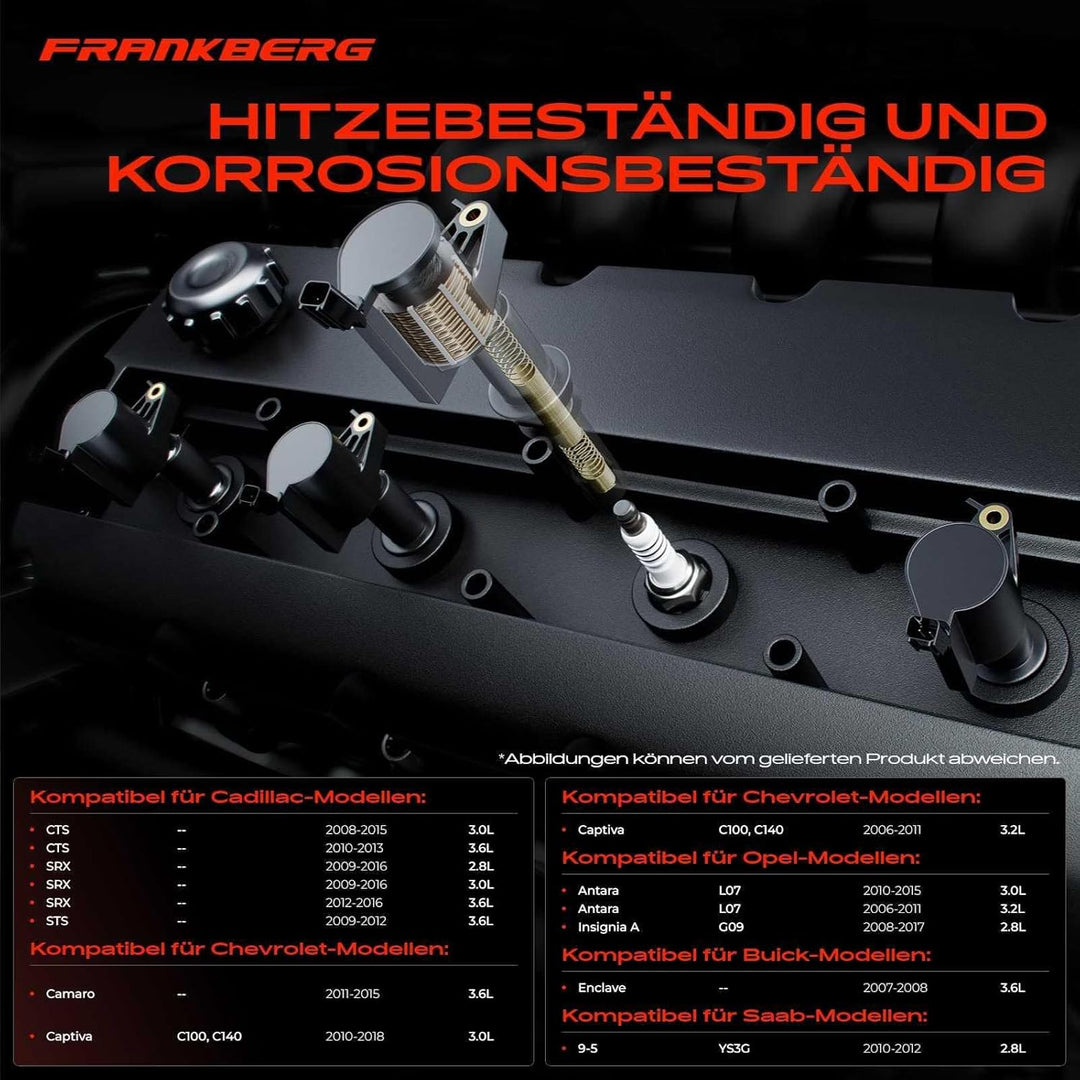 Frankberg 6x Zündspule Zündmodul Kompatibel mit Antara 3.0L 3.2L 2006-2015 Insignia A 2.8L 2008-2017