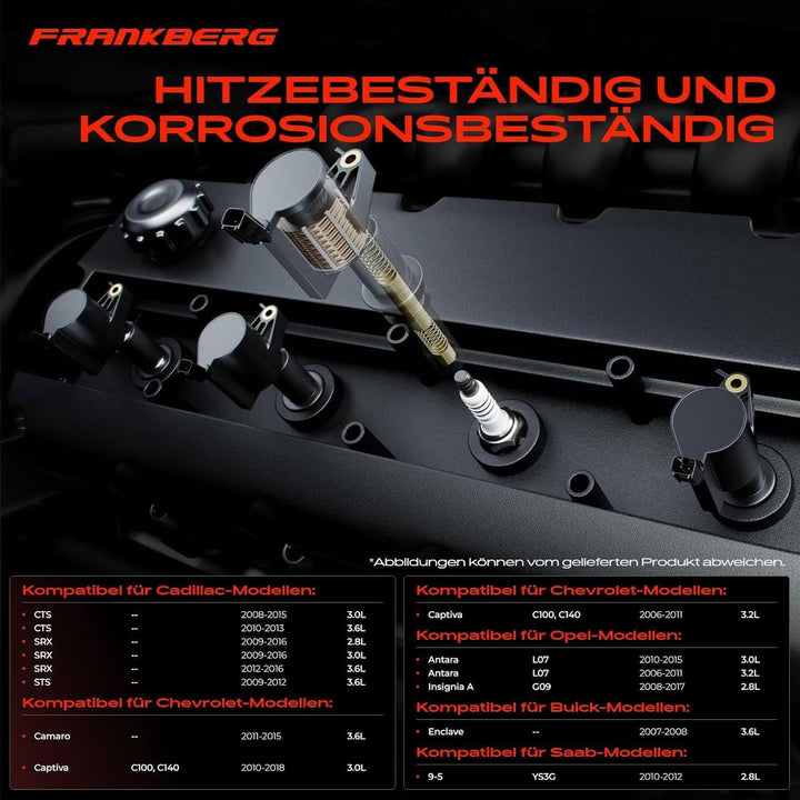 Frankberg 6x Zündspule Zündmodul Kompatibel mit Antara 3.0L 3.2L 2006-2015 Insignia A 2.8L 2008-2017