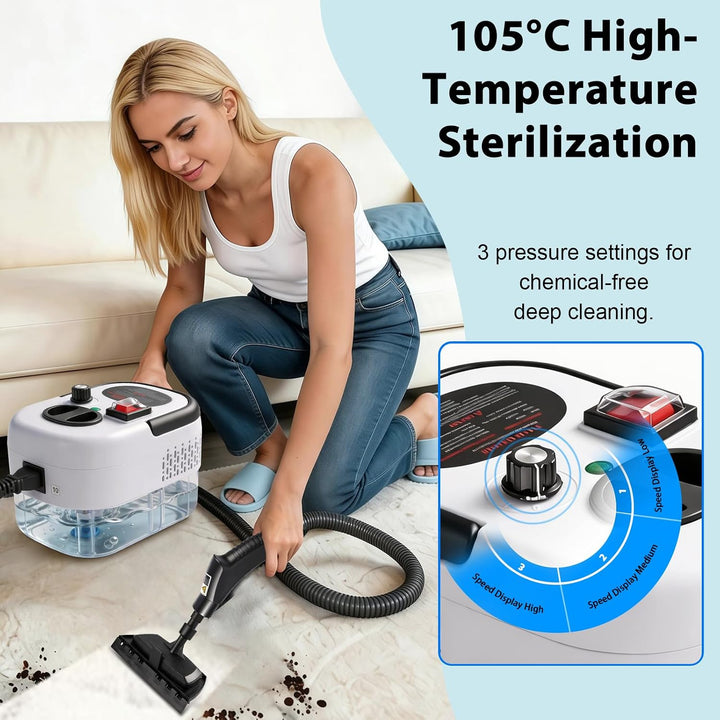 Dampfreiniger Handgerät Tragbarer, 1.2L Wassertank Steam Cleaner 3 Stufen