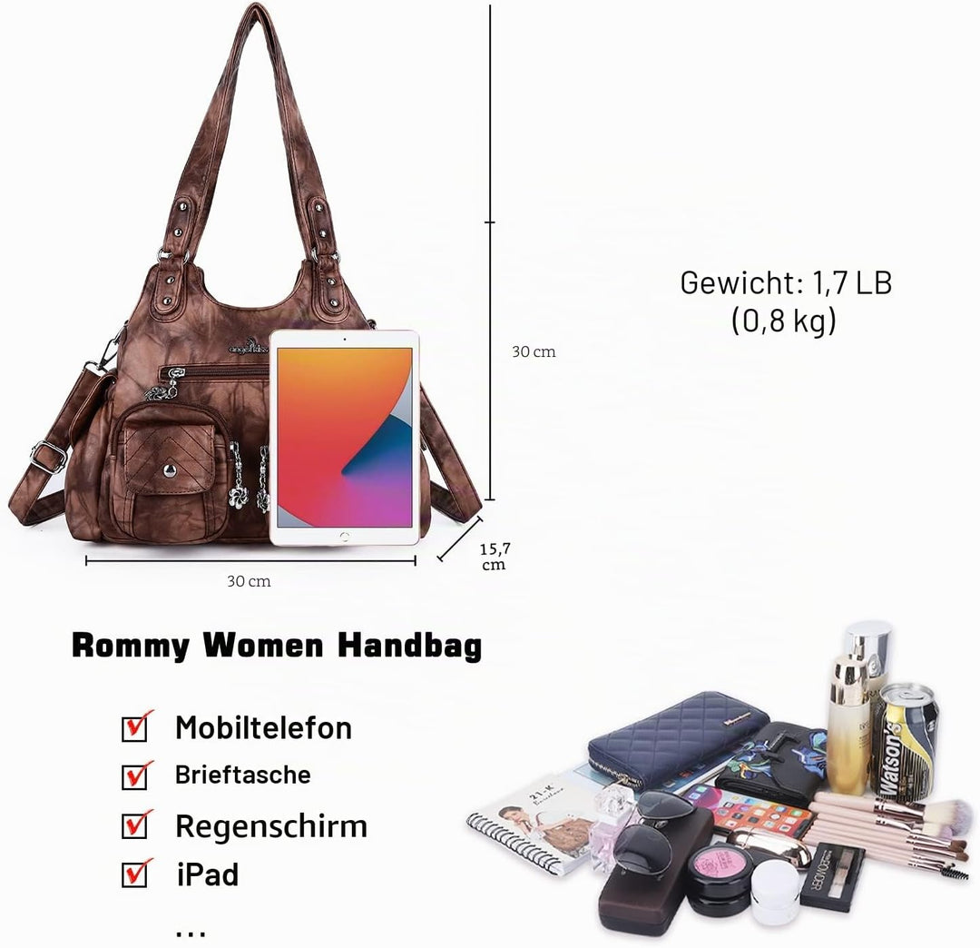Angel Kiss Damen-Handtaschen, grosse Hobo-Tasche, weiches PU-Leder, Schultertasche für Damen Braun,