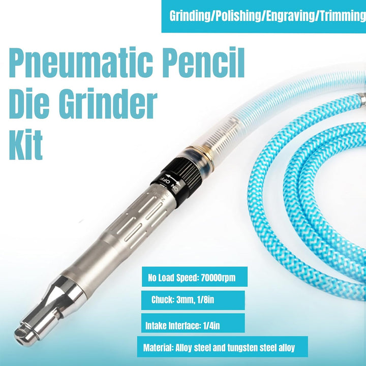 Micro Stabschleifer Druckluft, 70000rpm Bleistiftschleifer Druckluftschleifer Geradschleifer,3 Mm 1/