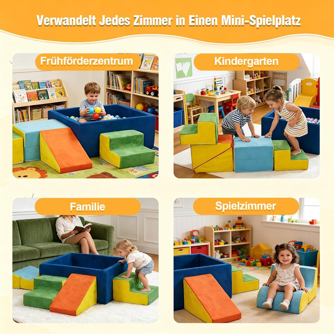Schaumstoff Bausteine Kinder, Schaumstoff Kletterblöcke XXL, 6 Softbausteine Baby für Zuhause, Monte