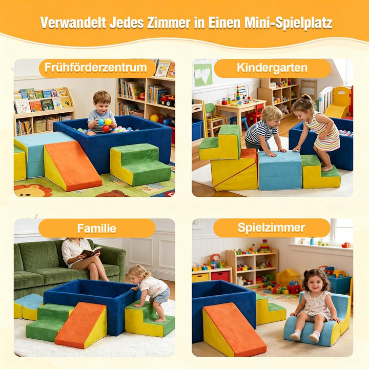 Schaumstoff Bausteine Kinder, Schaumstoff Kletterblöcke XXL, 6 Softbausteine Baby für Zuhause, Monte