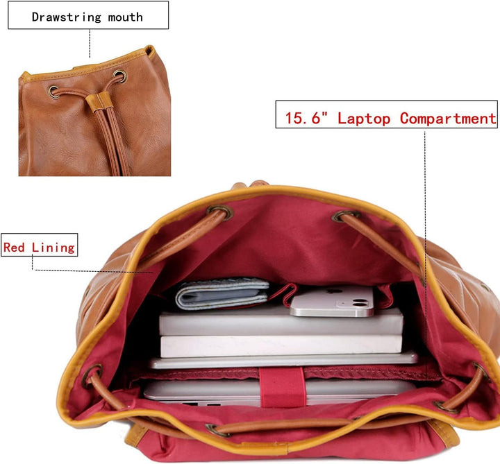 Baosha PU Leder Laptop Rucksack für 15.6 Zoll Herren Laptoptasche Business Arbeit Schule College Ruc