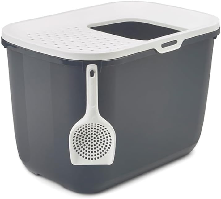 Katzentoilette "Hop In",Grau Anthrazit / Weiss, 58,5 x 39 x 39,5 cm