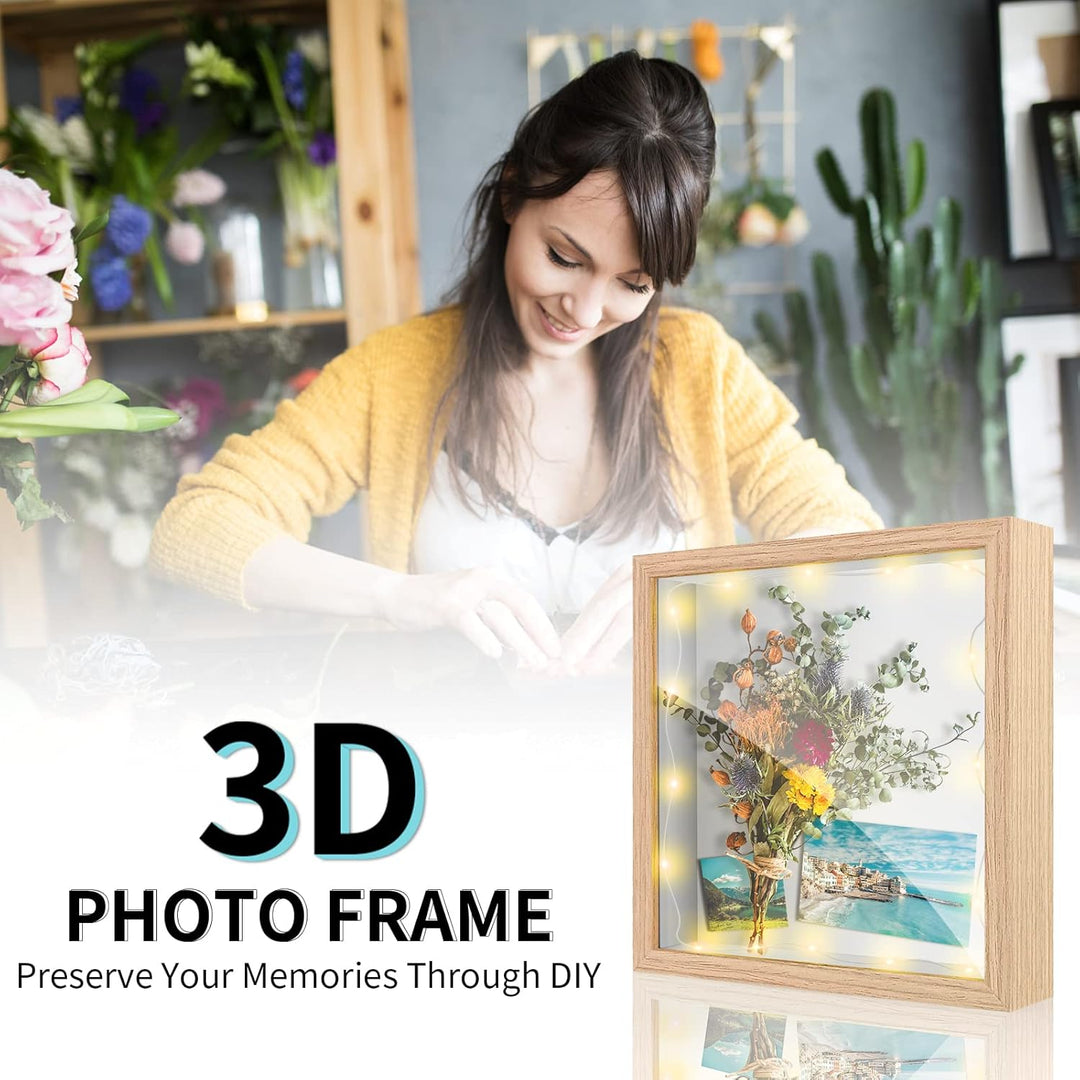 Brmeday 3D Bilderrahmen zum Befüllen 20 x 20cm, Bilderrahmen Tief für Objekte bis 3cm, 3D Rahmen mit