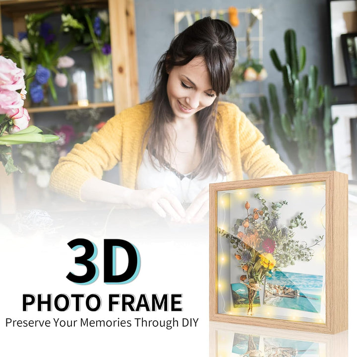 Brmeday 3D Bilderrahmen zum Befüllen 20 x 20cm, Bilderrahmen Tief für Objekte bis 3cm, 3D Rahmen mit