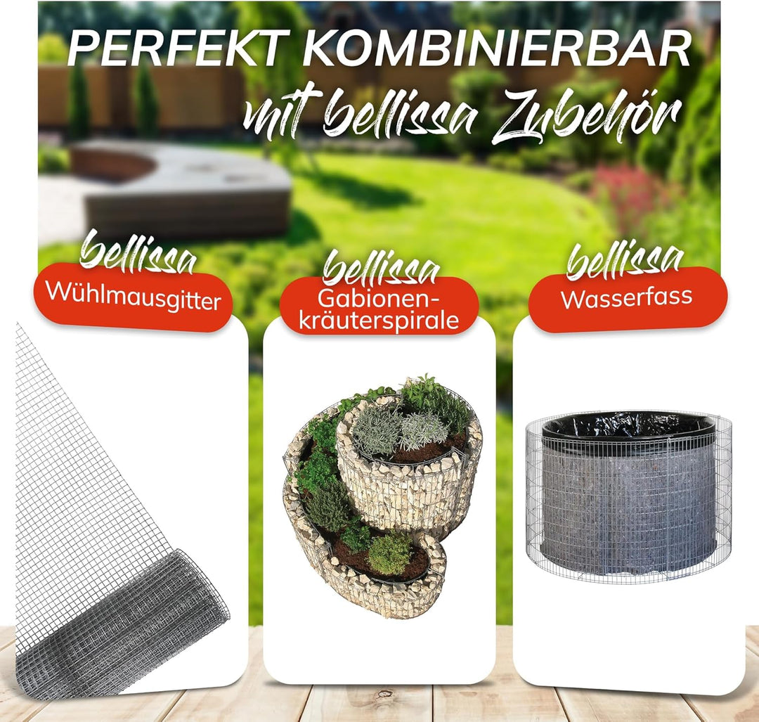 bellissa – Gabionen-Feuerstelle Gerüst Steckset - Gabionengerüst zum Befüllen für offene Grillstelle