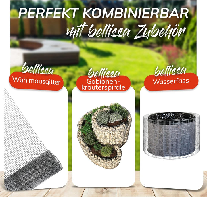 bellissa – Gabionen-Feuerstelle Gerüst Steckset - Gabionengerüst zum Befüllen für offene Grillstelle