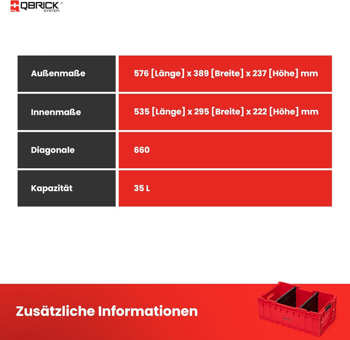 QBRICK SYSTEM Werkzeugkoffer Werkzeugkasten Leer Werkzeugkiste ONE Box Plus RED Ultra HD Rot 600 x 3