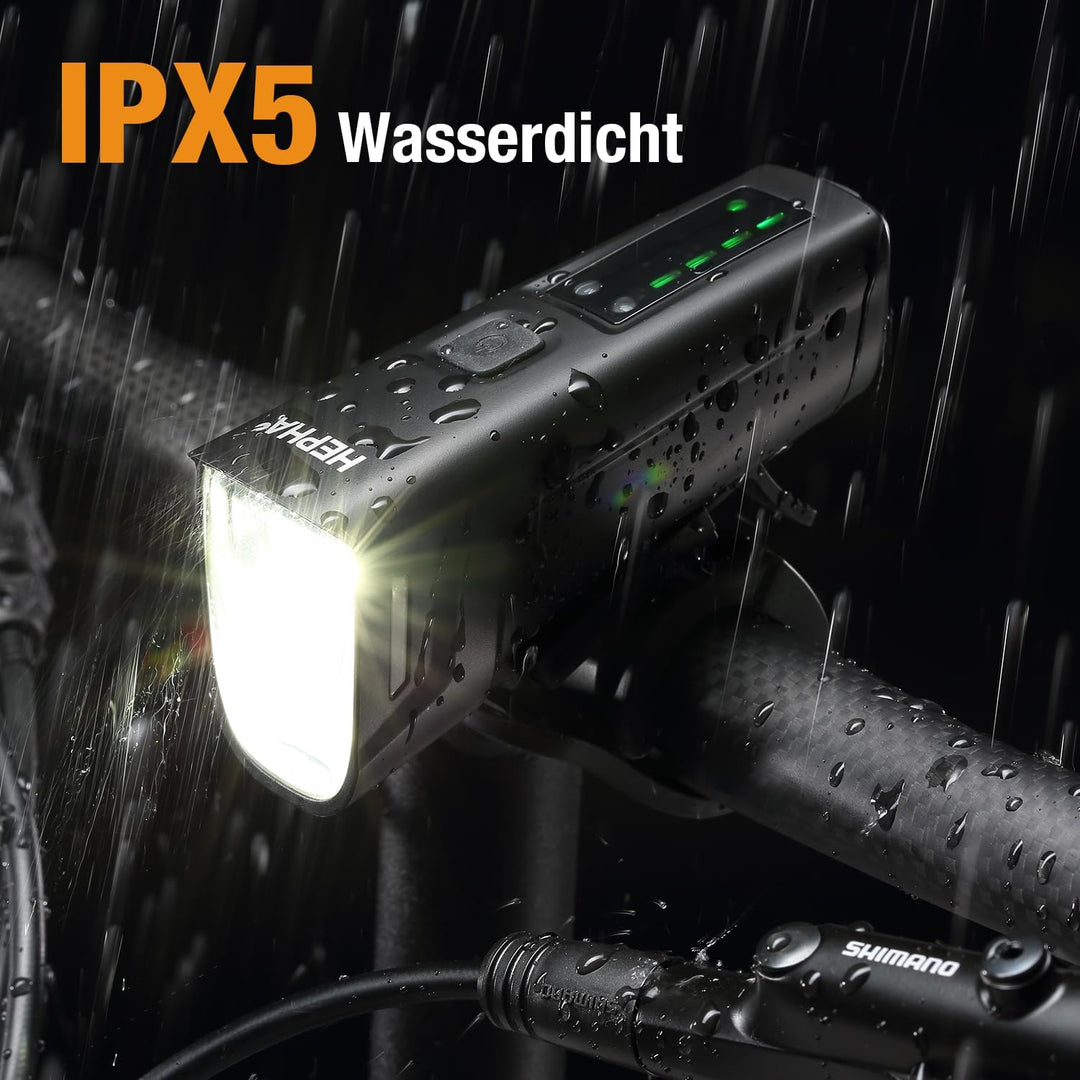 HEPHA Fahrrad Frontlicht 100 LUX mit OSRAM-LEDs，StVZO Zugelassen Fahrradlicht Vorne，IPX5 Wasserdicht