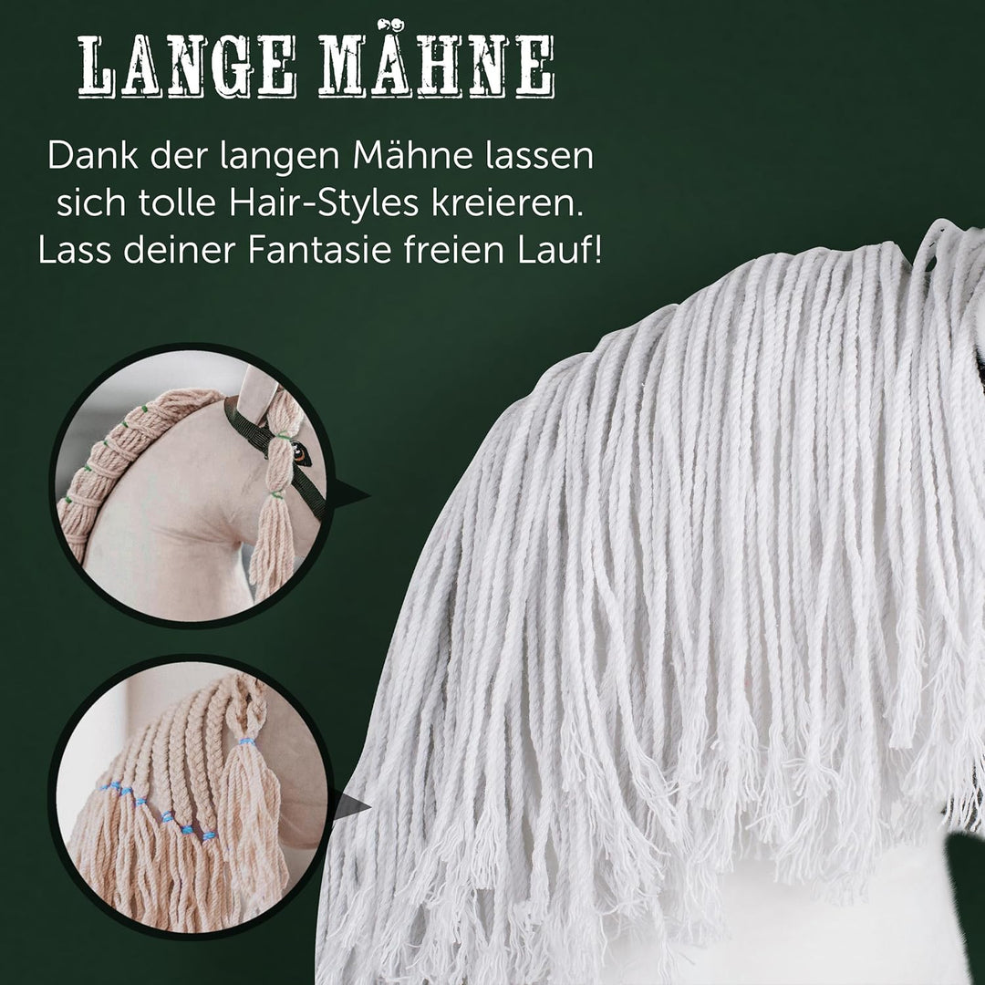 Pink Papaya Hobby Horse Mia, mit Halfter und Trense, Steckenpferd fürs Hobby Horsing, Pferd zum Reit