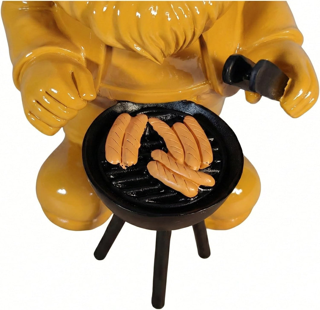 colourliving GartenPoser GrillPoser Gartenzwerg am Grill – Moderne Zwerg-Deko in Hochglanz für Garte