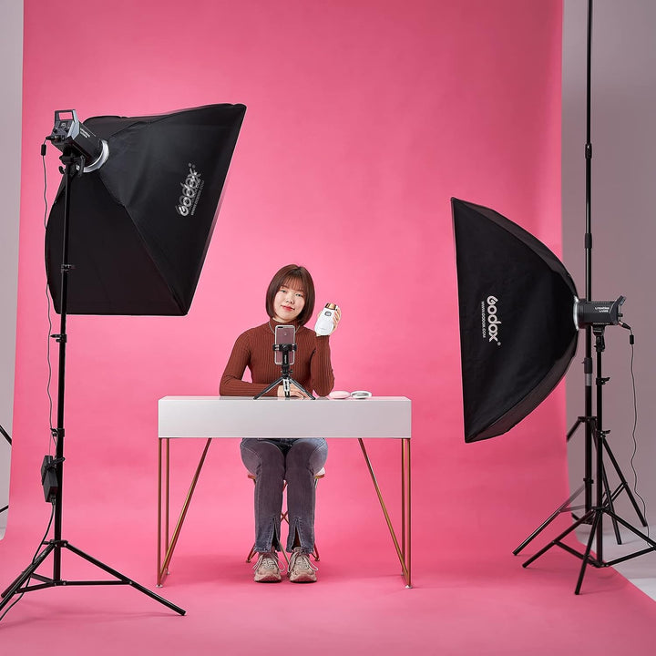2 Pack GODOX LA150D LED Videolicht Kit, Litemons LED Continuous Light mit Softbox Lichtstative für F