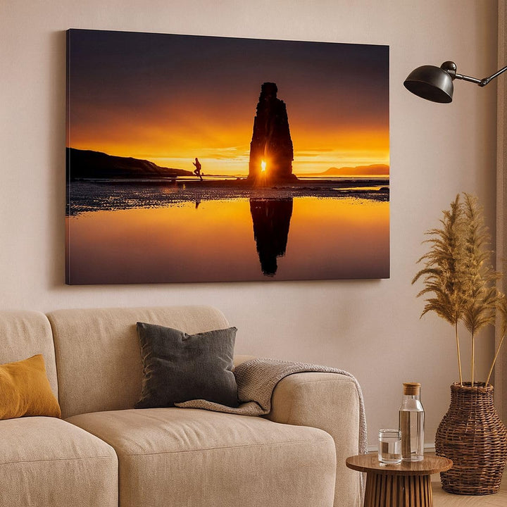 Bilder auf Leinwand Meer Felsen Wasser Leinwandbild mit Rahmen 70x50cm Wandbilder Dekoration Wohnzim