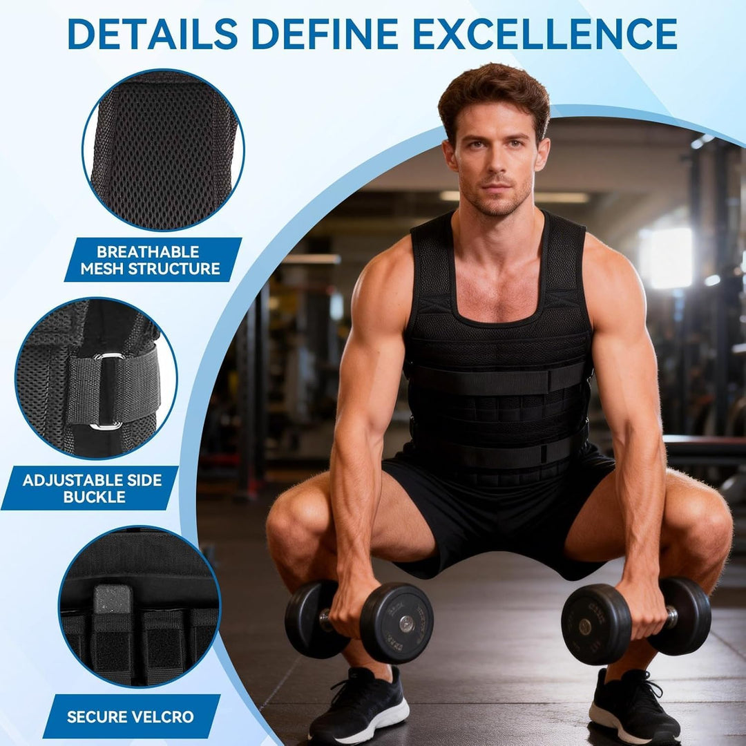 Gewichtsweste, atmungsaktive Mesh-Trainingsjacke, 15 kg Trainings-Fitnessweste zum Laufen