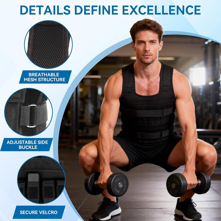 Gewichtsweste, atmungsaktive Mesh-Trainingsjacke, 15 kg Trainings-Fitnessweste zum Laufen