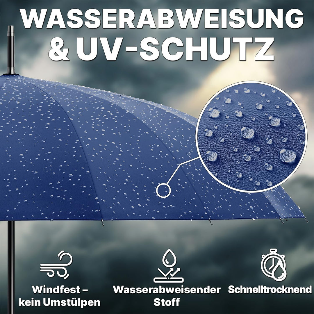 Royal Walk Gross XXL 54 inch Automatik Reise Golf Regenschirm für Damen und Herren Sturmfest Windsic