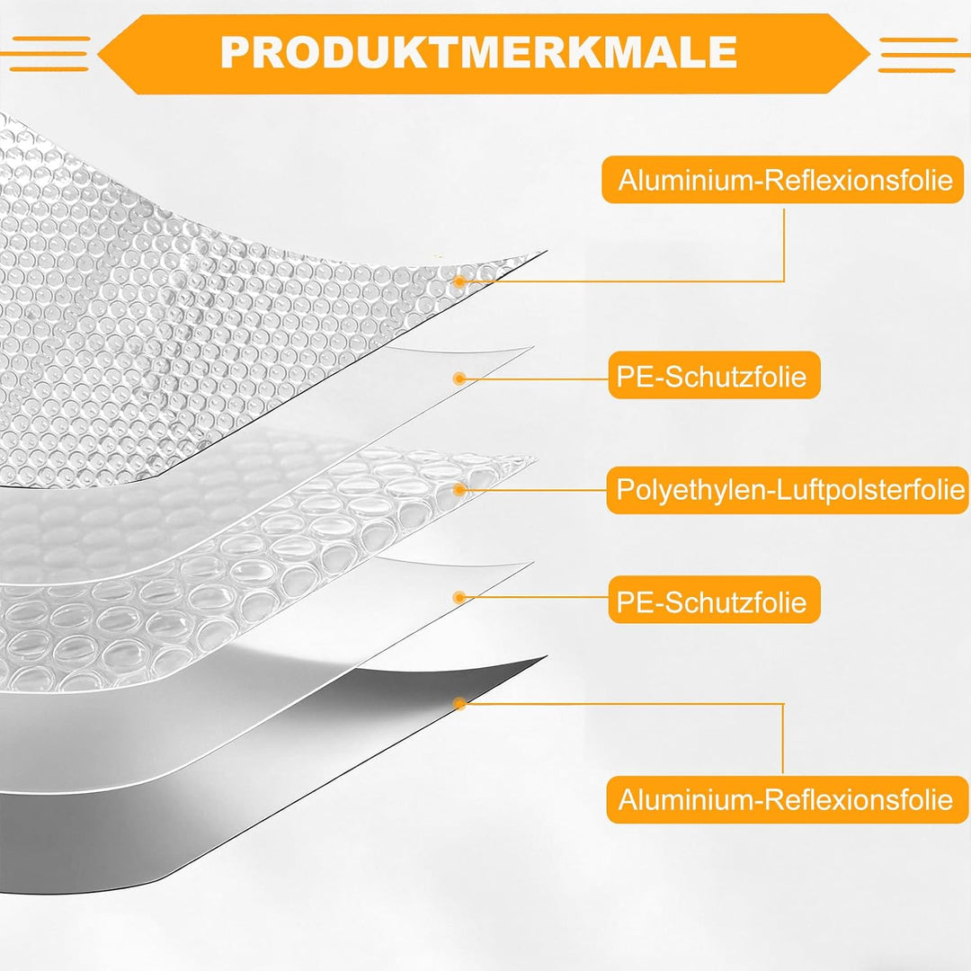 5 m x 120 cm Heizkörper Reflexionsfolie Heizung, 3mm Dicke Isolierfolie Dämmfolie Doppelseitige Alu