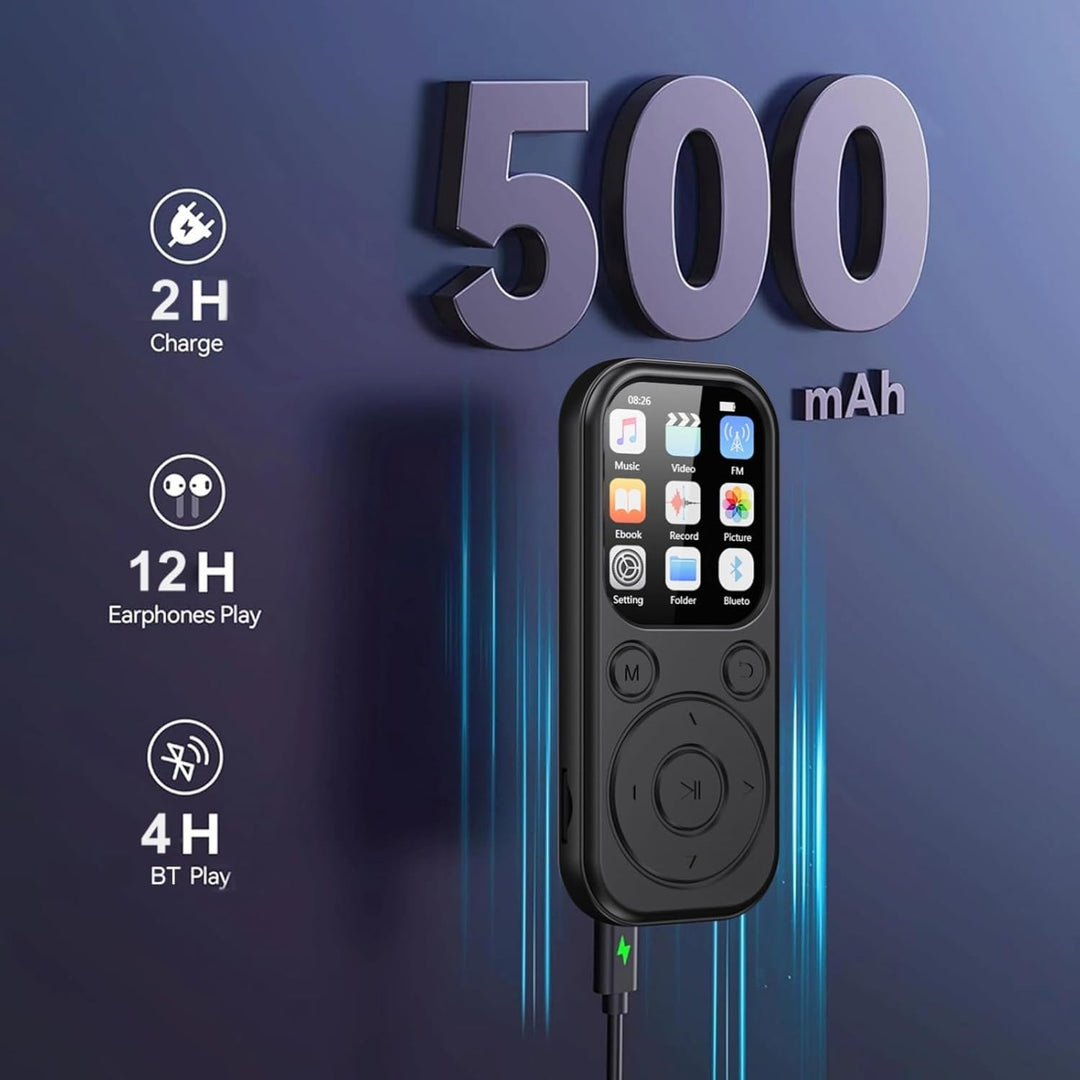 2025 Neuer MP3 -Player mit Bluetooth, HiFi Sound Tragbarer Musikplayer mit 2,01 -Zoll -IPS -Bildschi