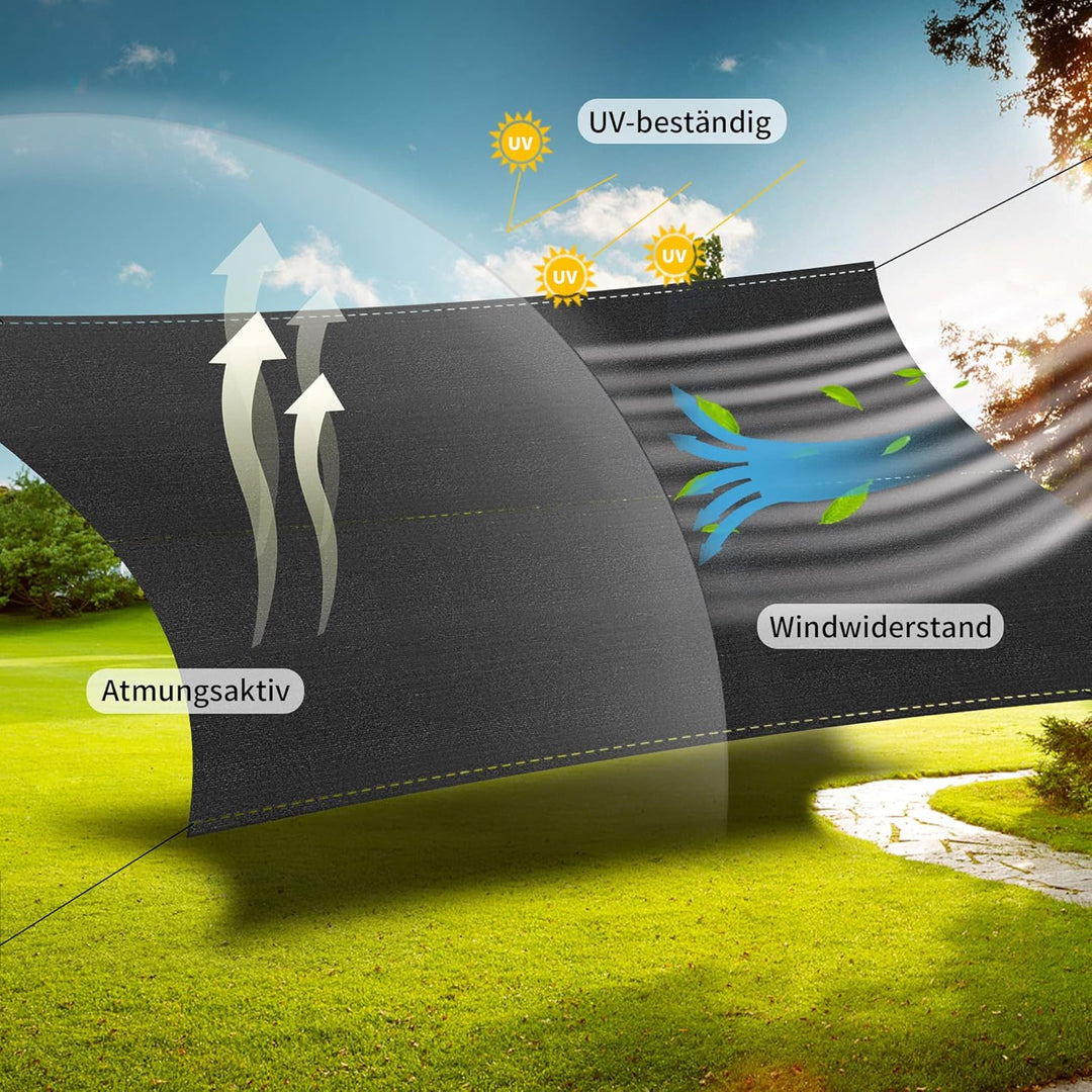 XMTECH Zaunblende Sichtschutznetz 1,2x10m Anthrazit Windschutz Gartenzaun | Robustes HDPE Material,