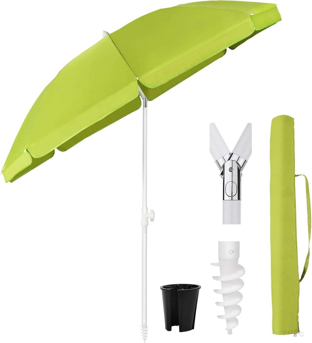 Sekey® Sonnenschirm| Stabil Strandschirm mit Bodenhülse & Schutzhülle für Balkon Garten & Terrasse|