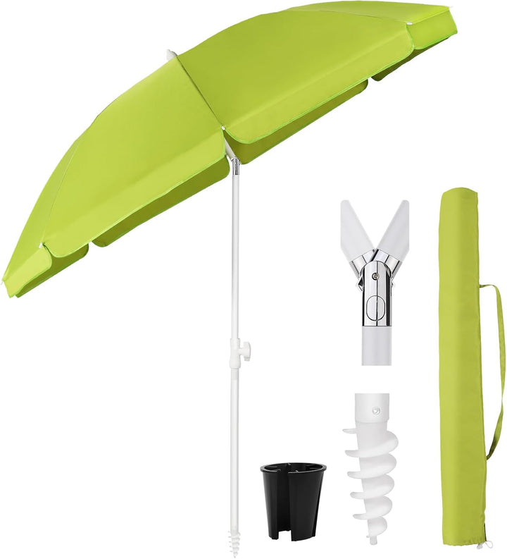 Sekey® Sonnenschirm| Stabil Strandschirm mit Bodenhülse & Schutzhülle für Balkon Garten & Terrasse|