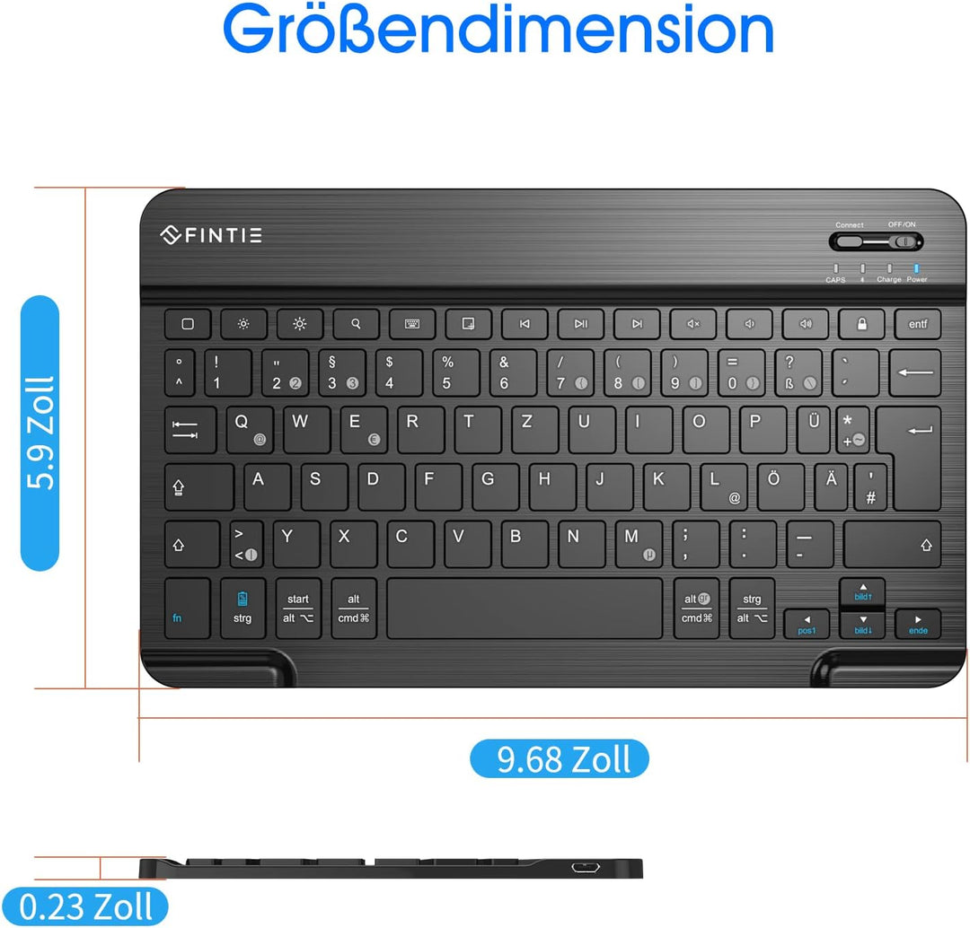 FINTIE Ultra Dünn (4mm) Bluetooth Tastatur mit deutschem Layout QWERTZ für Android Tablet Samsung Ga