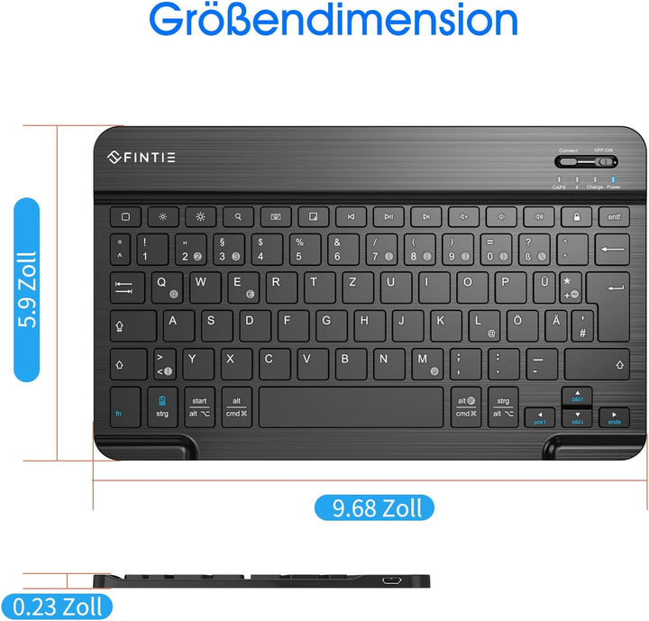 FINTIE Ultra Dünn (4mm) Bluetooth Tastatur mit deutschem Layout QWERTZ für Android Tablet Samsung Ga