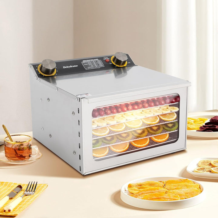 Dörrautomat Edelstahl Dörrgerät Dehydrator mit 6 Gittereinsätzen für Lebensmittel Trocknung 400 W Te