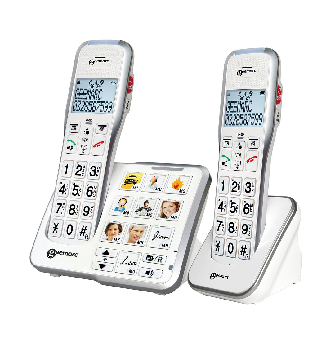 Geemarc Amplidect 595 Photo Duo - Verstärkte Festnetztelefone mit SOS-Funktion, starkem Klingelton u