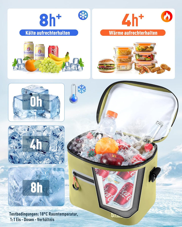 Kühltasche 7/14/24L - Isoliert & Wasserdicht | Tragbare Mini-Kühltasche mit Thermo-Iso-Schicht | Lei