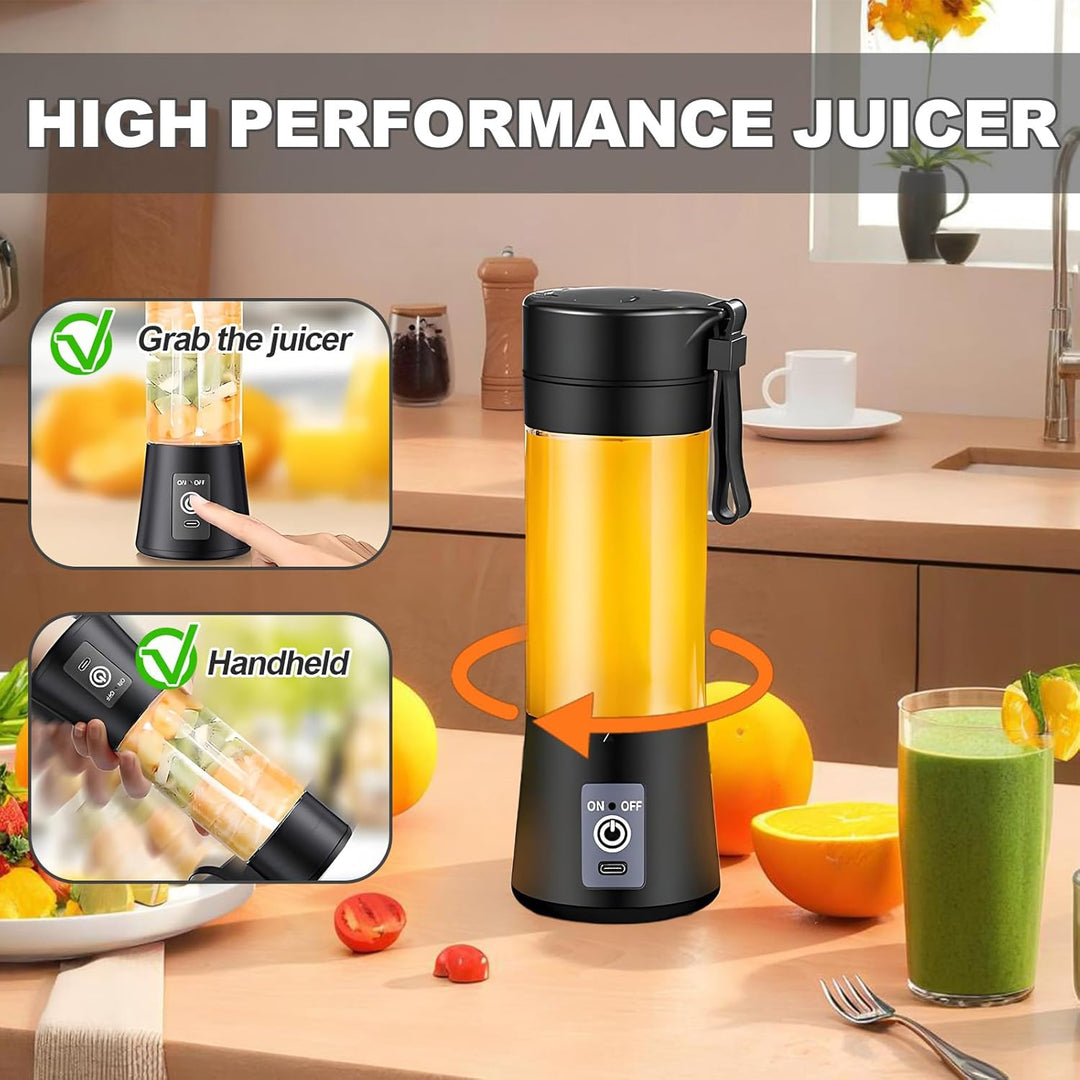 Tragbarer Mixer für Smoothies und Shakes, 400ml Mini Smoothie Maker To Go mit 6 Klingen aus Edelstah