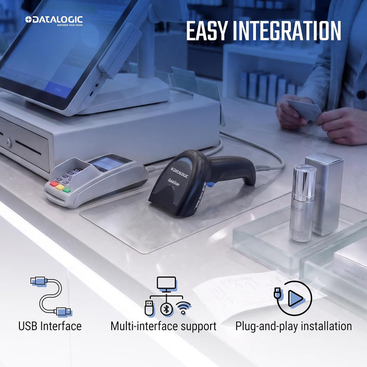 Datalogic QuickScan QD2220, 1D, USB-Kit, Standfuss, schwarz