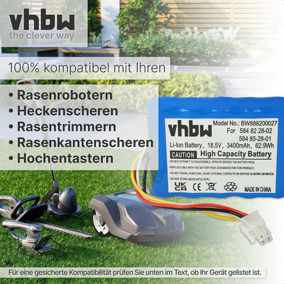 vhbw Akku kompatibel mit Gardena R100Li, R130Li, R160Li 2016, R160Li 2017, R160Li 2018, Sileno, Sile