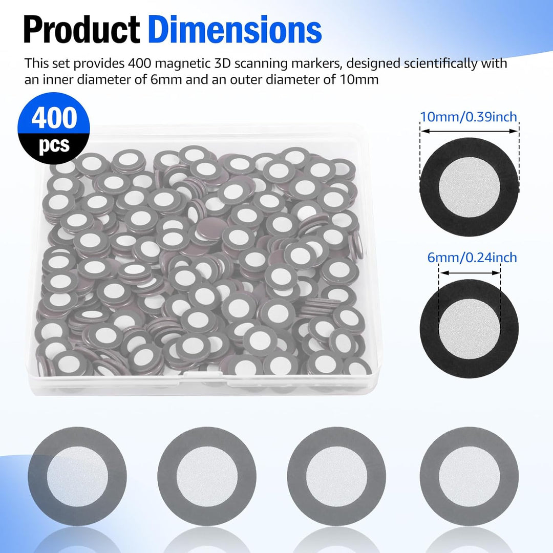 200/400 Stück 3D Scanner Marker Magnetisch,Magnetisches 3D Scanner,Innen 6,0 mm,Aussen 10 mm,Trackin