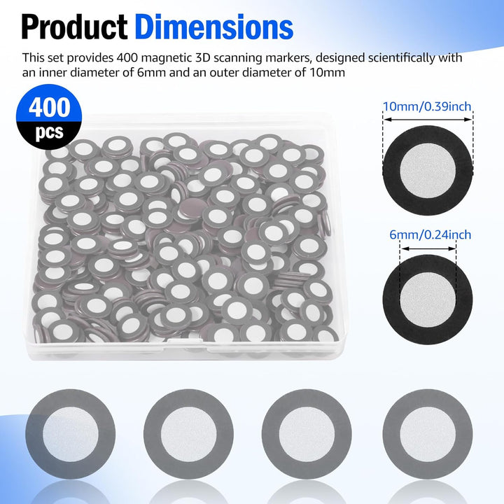 200/400 Stück 3D Scanner Marker Magnetisch,Magnetisches 3D Scanner,Innen 6,0 mm,Aussen 10 mm,Trackin