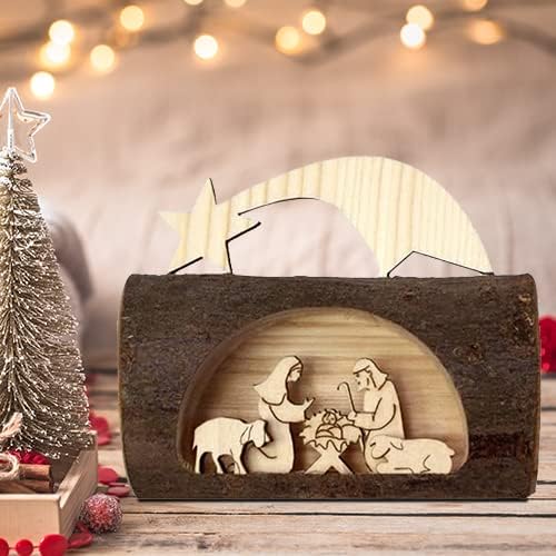 MaMeMi Must-Have für Weihnachten - Krippe aus Südtirol/Tischkrippe/Kompaktkrippe Holzstamm, Holzstam