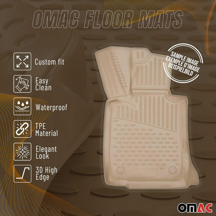 OMAC Gummimatten Fussmatten kompatibel mit Dodge RAM 1500 2500 3500 2012-2018 Quad Cab Beige Fussmat