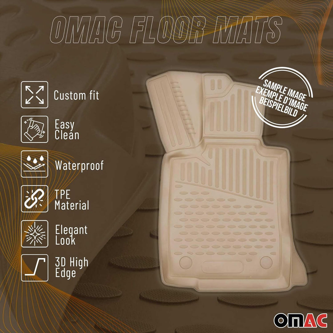 OMAC Gummimatten Fussmatten kompatibel mit BMW X3 F25 2010-2017 TPE Automatten Beige 4X BMW X3 F25 2