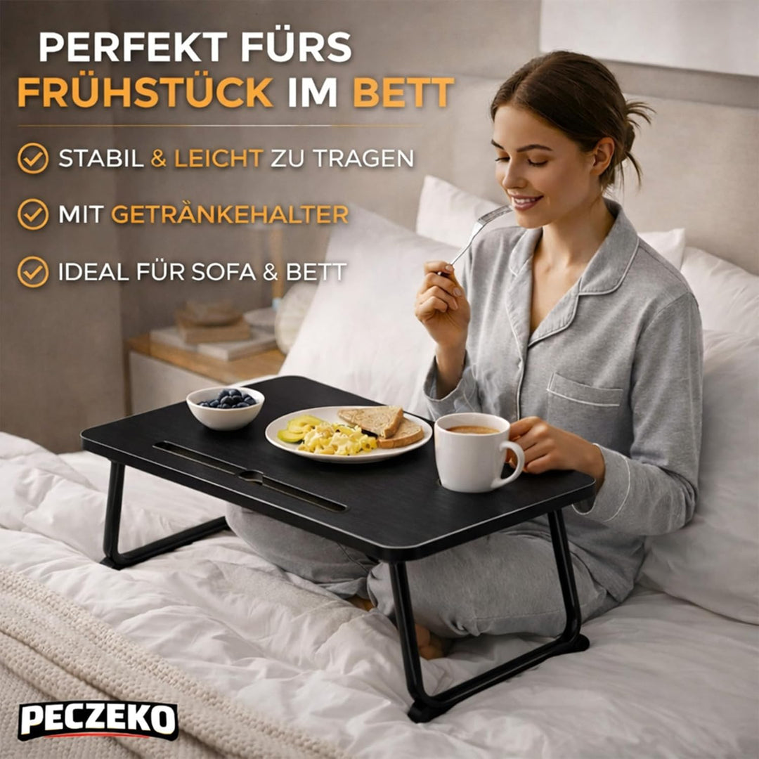 Laptoptisch Klappbar – Laptopständer mit Tablet-Halter, Frühstückstablett aus Holz, Tisch für Sofa u