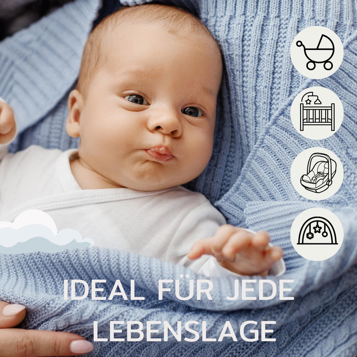 MIRARI Kids Baby Decke aus 100% Merino Wolle – Baby Wolldecke 75x100 cm – Einschlagdecke Babyschale
