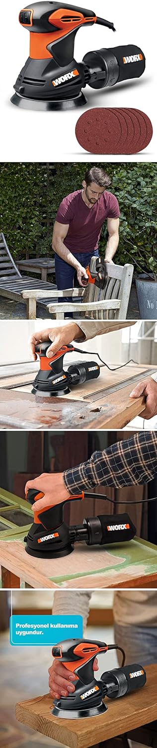 WORX WX652.1 Roto-Schwingschleifer 300W - Schleifdurchmesser 125 mm - Schleifen auf Vielzahl von Mat