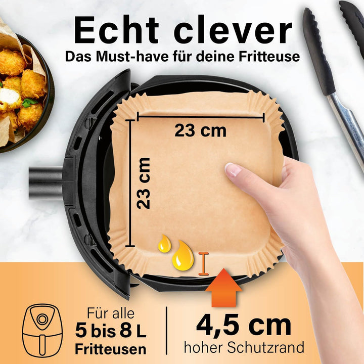 GOURMETmaxx Backpapier für Heissluftfritteuse 5 bis 8 Liter | Backpapierschale antihaftbeschichtet &